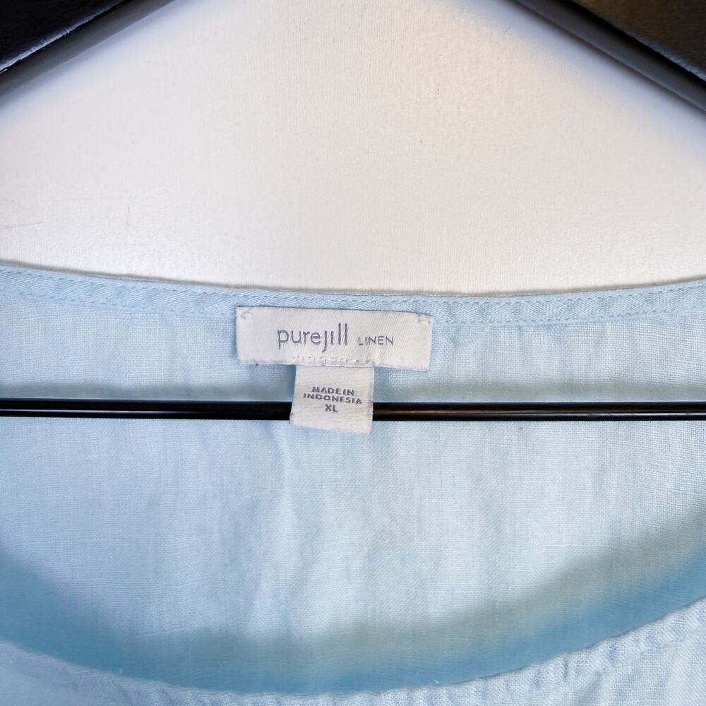 J.Jill Pure Jill 100% Linen Relaxed Fit Tee Top Blue - XL - Picture 3 of 8